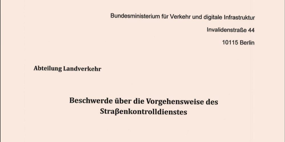 Skarga OSPTN do Ministerstwa Transportu w Niemczech